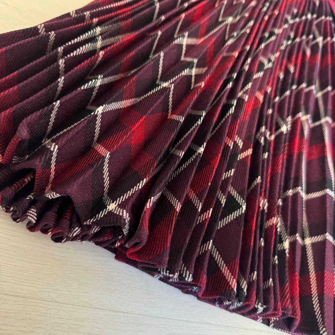 未使用☆正規品　Dior　赤チェック プリーツスカート　ラップスカート