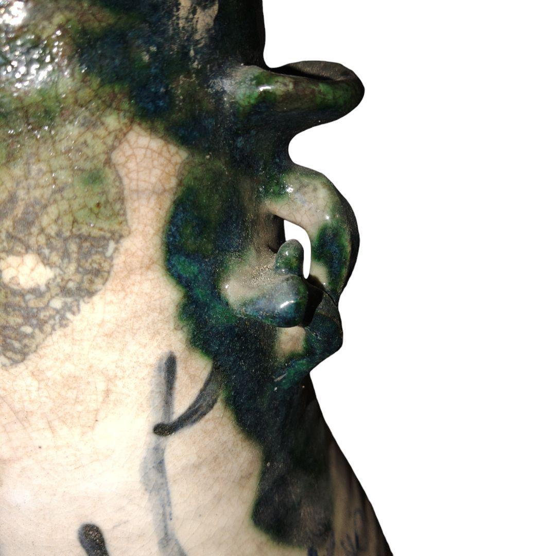 希少　越後太丘焼　霊芝取手付花瓶