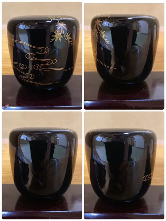 茶道具】田中修造 青楓蒔絵中棗 （共箱） ○