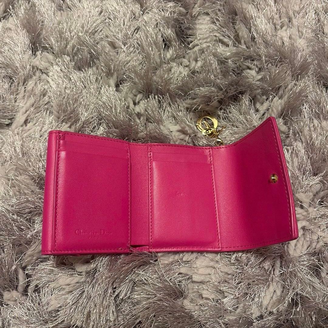 クリスチャンディオール　カナージュ　 ロータスウォレット　ピンク