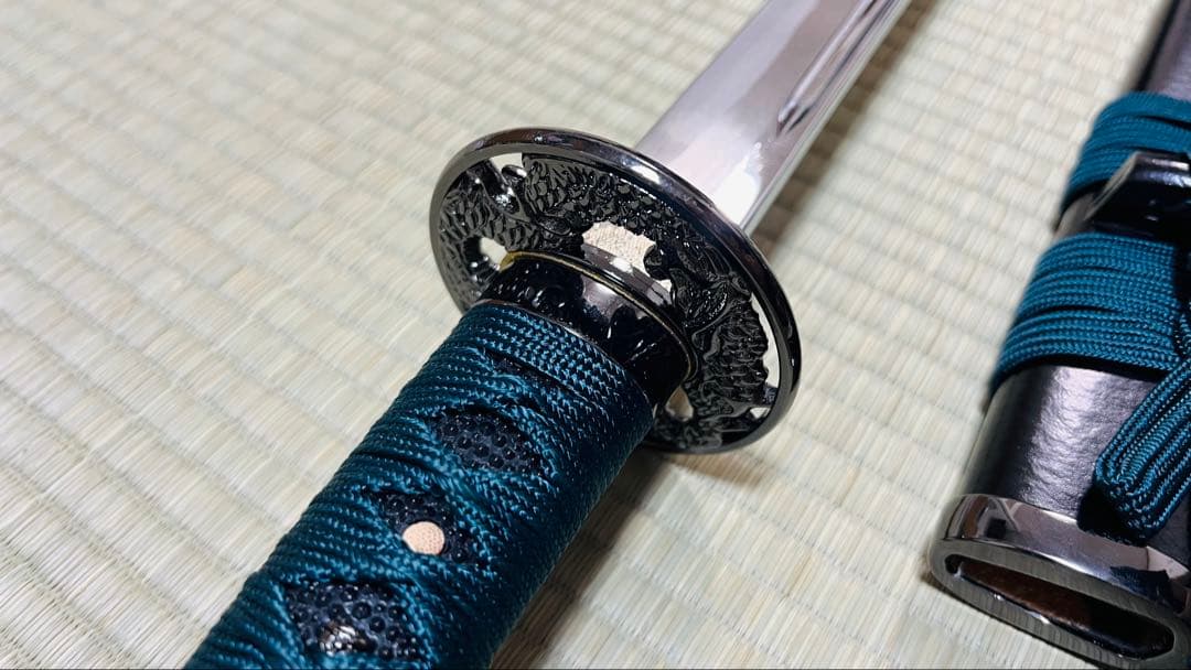 模造刀 陸奥守吉行拵え 龍目貫 龍透かし鍔 鐺付き 樋入り刀身 251020-2