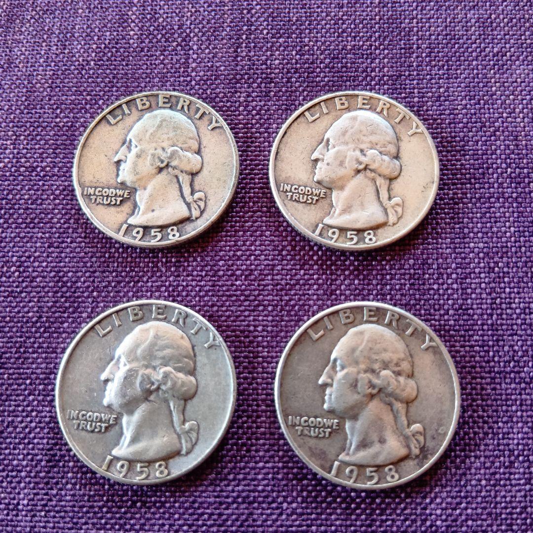 1958年 ワシントン・クォーターダラー 4枚セット - メルカリ