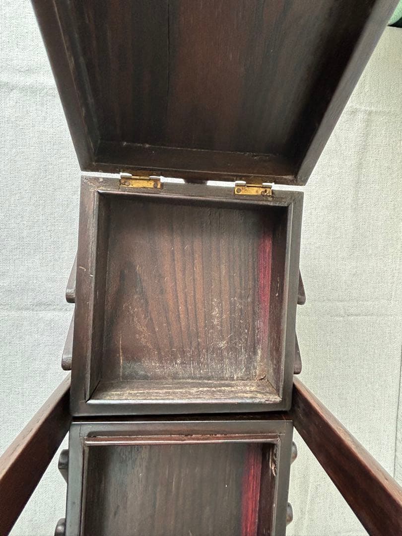 木製彫刻 裁縫箱 小物入れ 収納ボックス レリーフ アンティーク