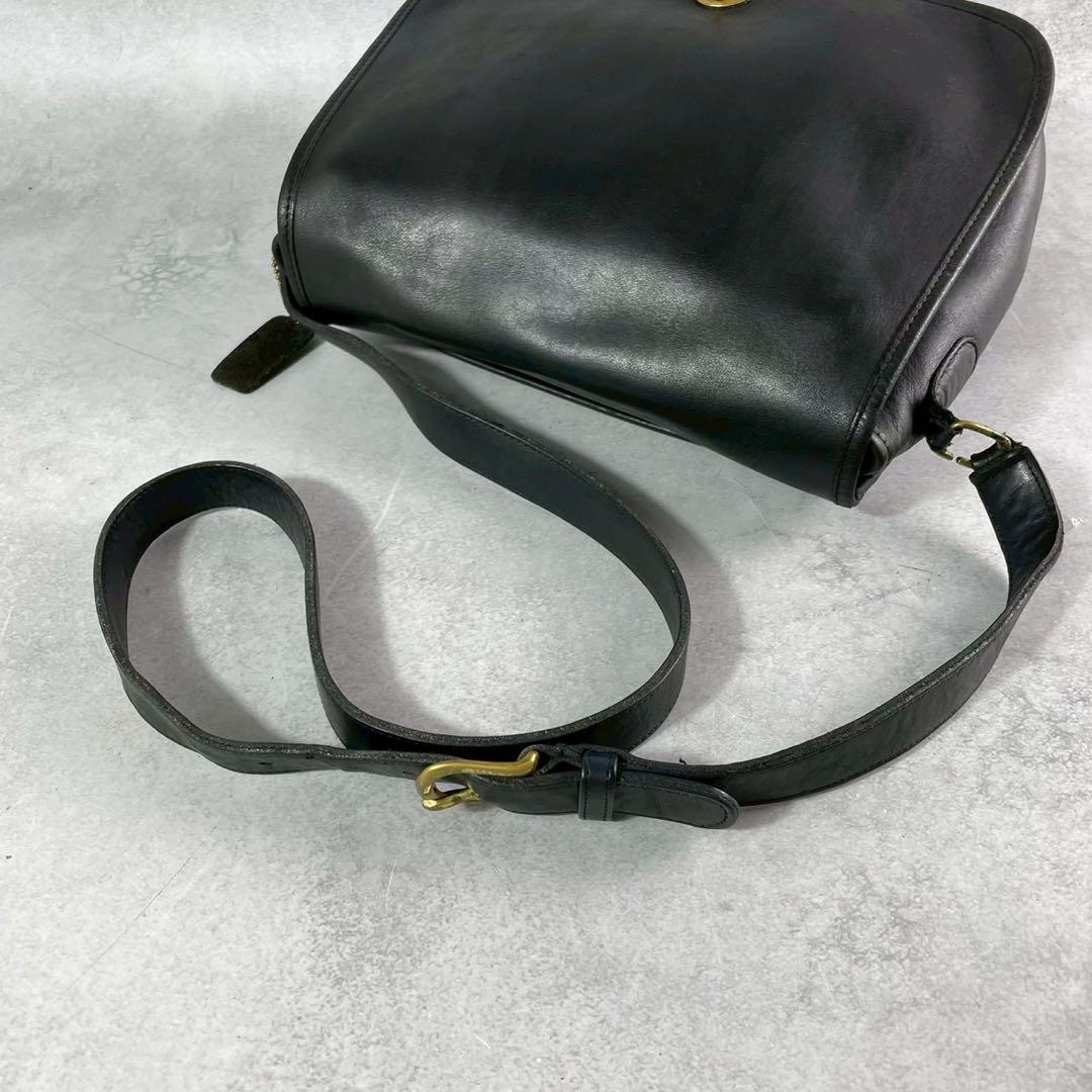 美品✨オールドコーチ　ショルダーバッグ　ターンロック　USA製 レザー　ブラック