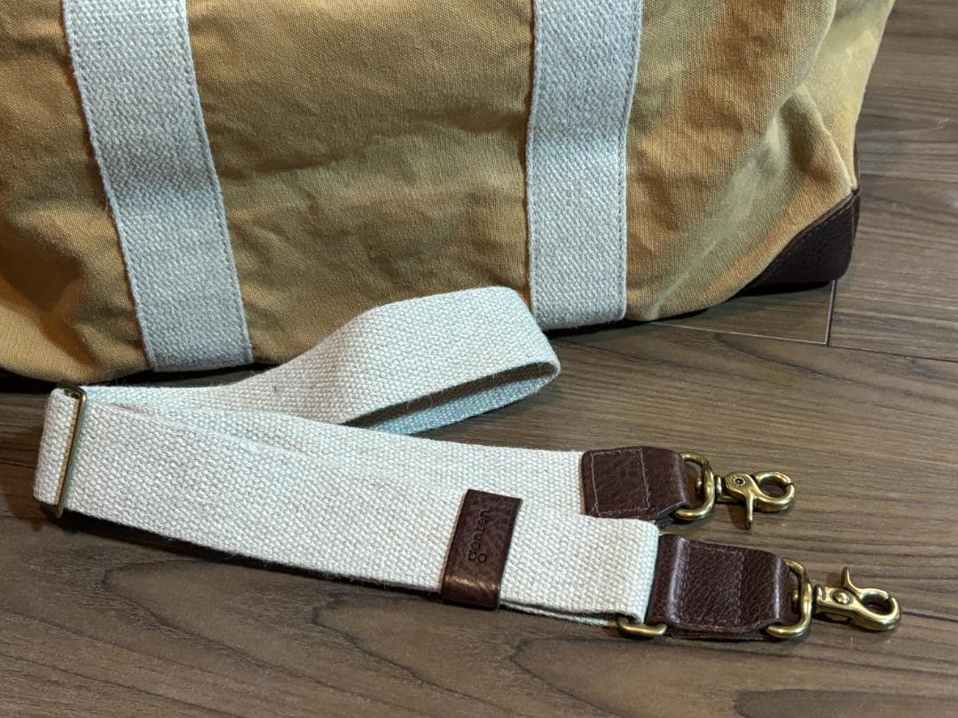 genten（ゲンテン）＞ ボストンバッグ キャンバス＆レザー ショルダー紐付
