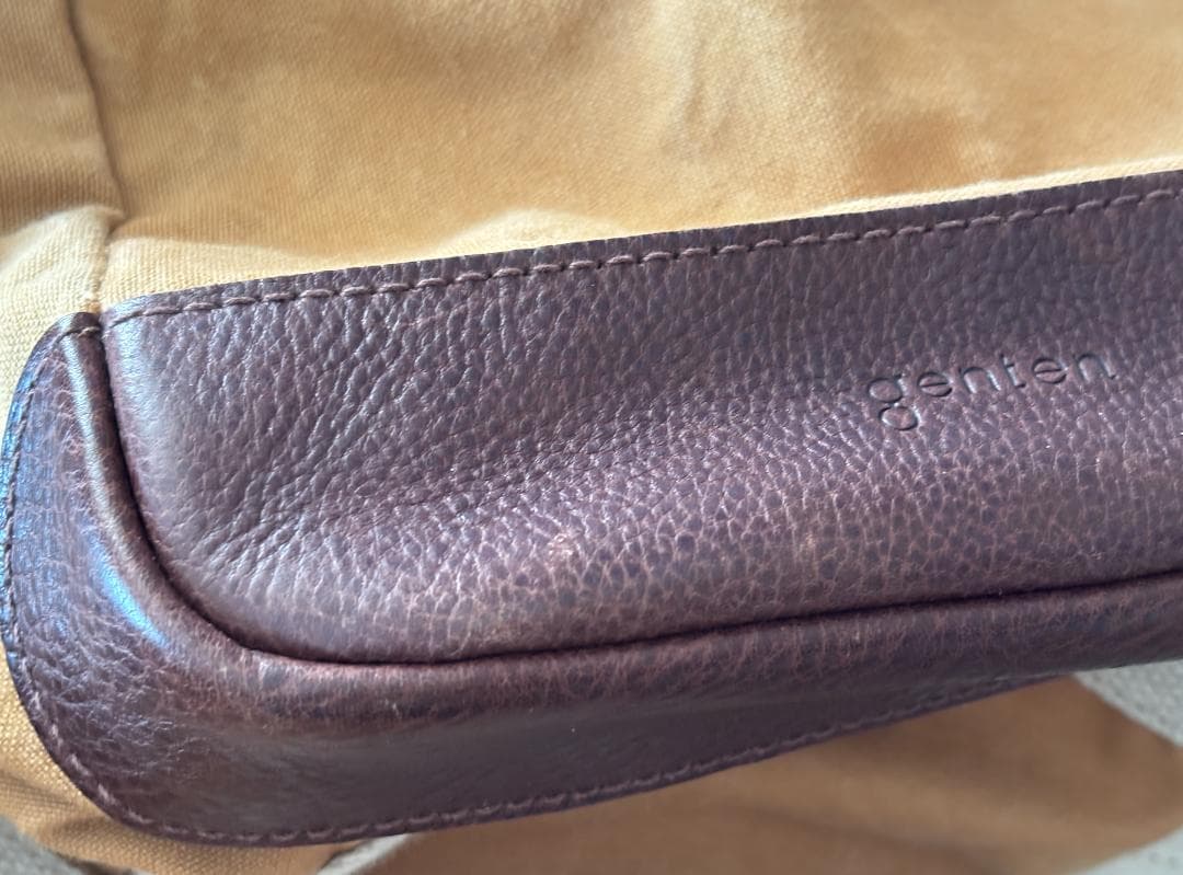 genten（ゲンテン）＞ ボストンバッグ キャンバス＆レザー ショルダー紐付