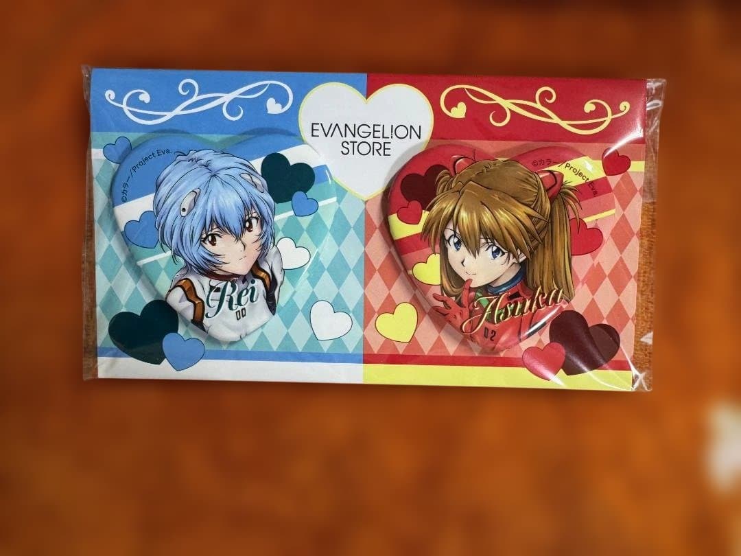 エヴァ ハート型缶バッジ アスカ レイ 4セット TOKYO-01(池袋)】《再