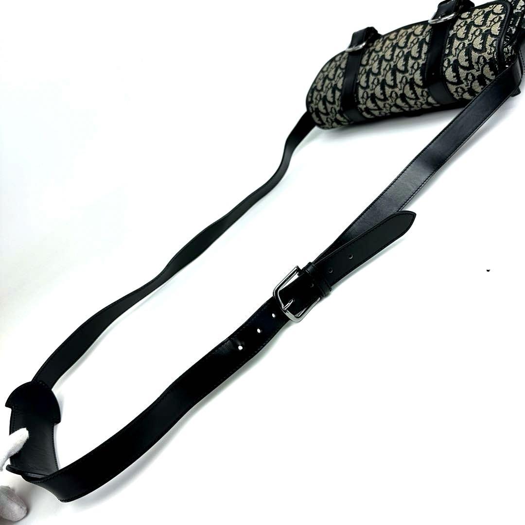 【美品】ディオール　ショルダーバッグ　トロッター　キャンバス　レザー　灰色　黒色