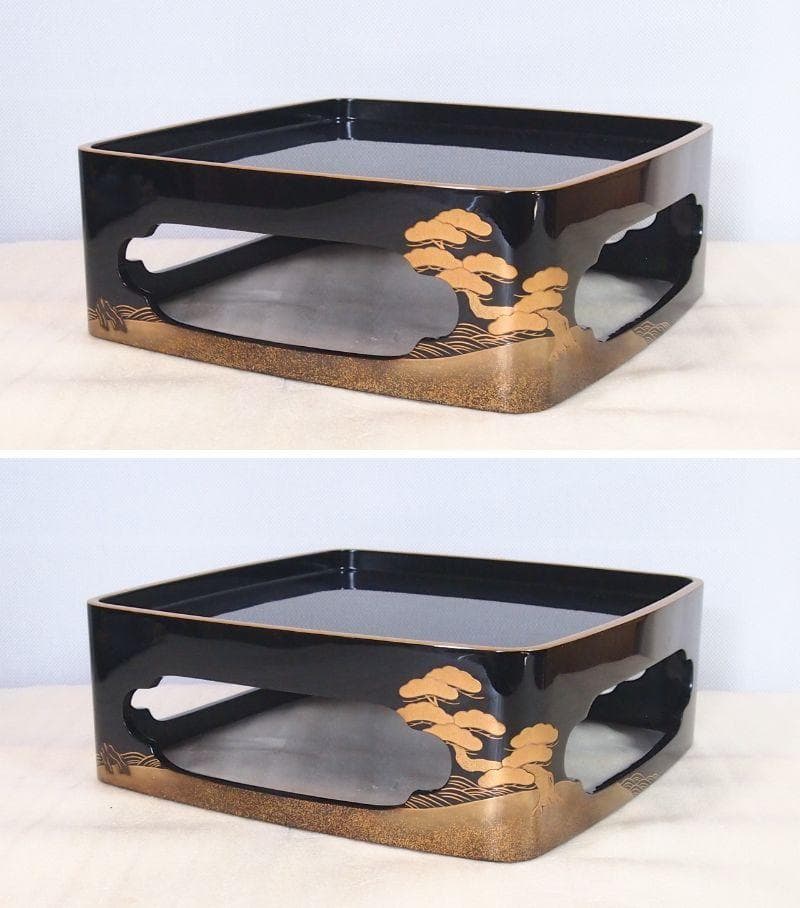 高級・良品】輪島塗 五島屋謹製 光甫作 松島蒔絵 四段重箱 台付き