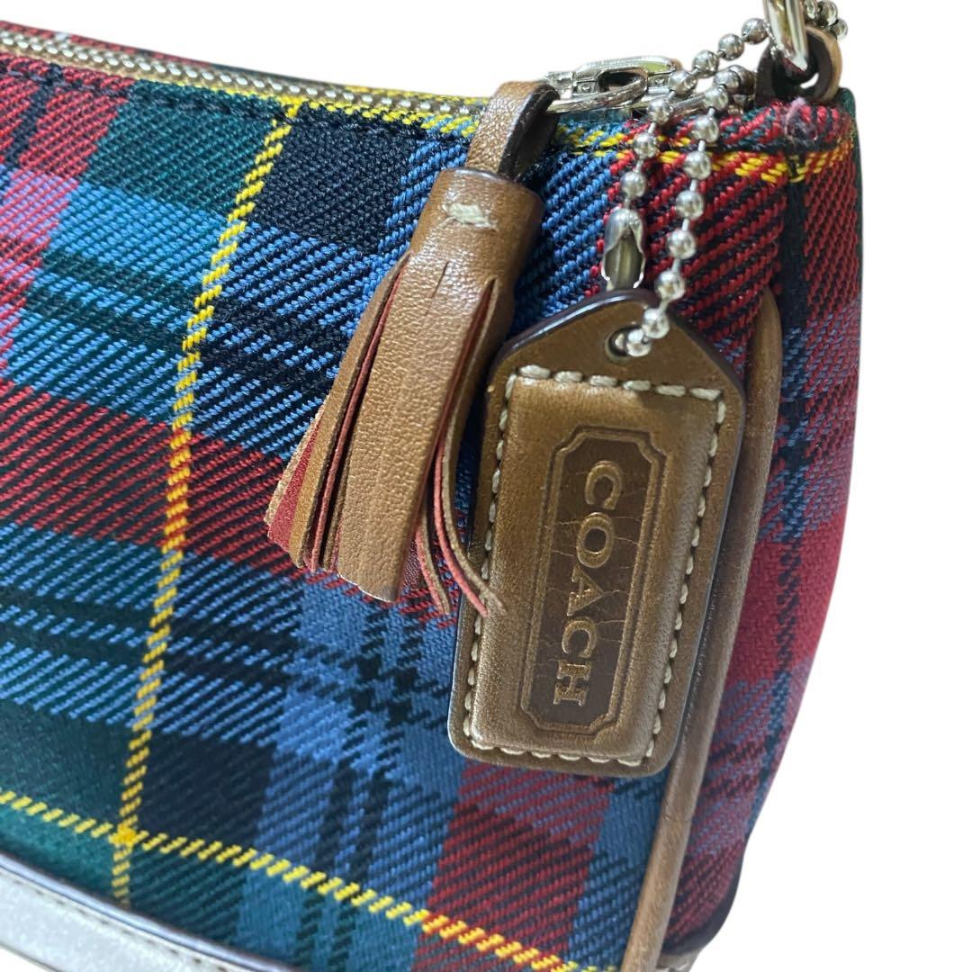 希少　COACH ワンショルダー　アクセサリーポーチ ハンドバッグ チェック