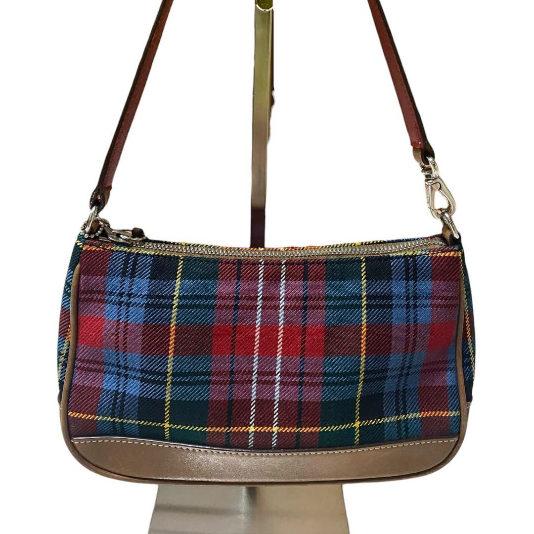 希少　COACH ワンショルダー　アクセサリーポーチ ハンドバッグ チェック
