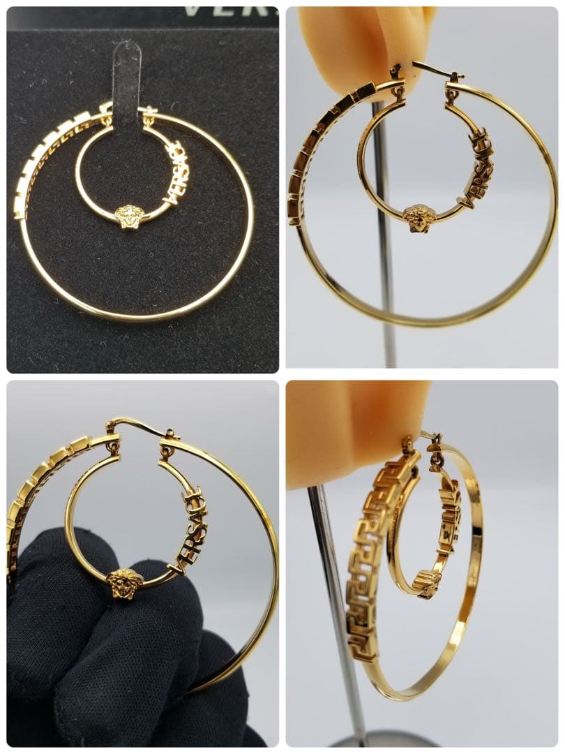 VERSACE ヴェルサーチ メデューサ グレカ フープピアス ゴールド