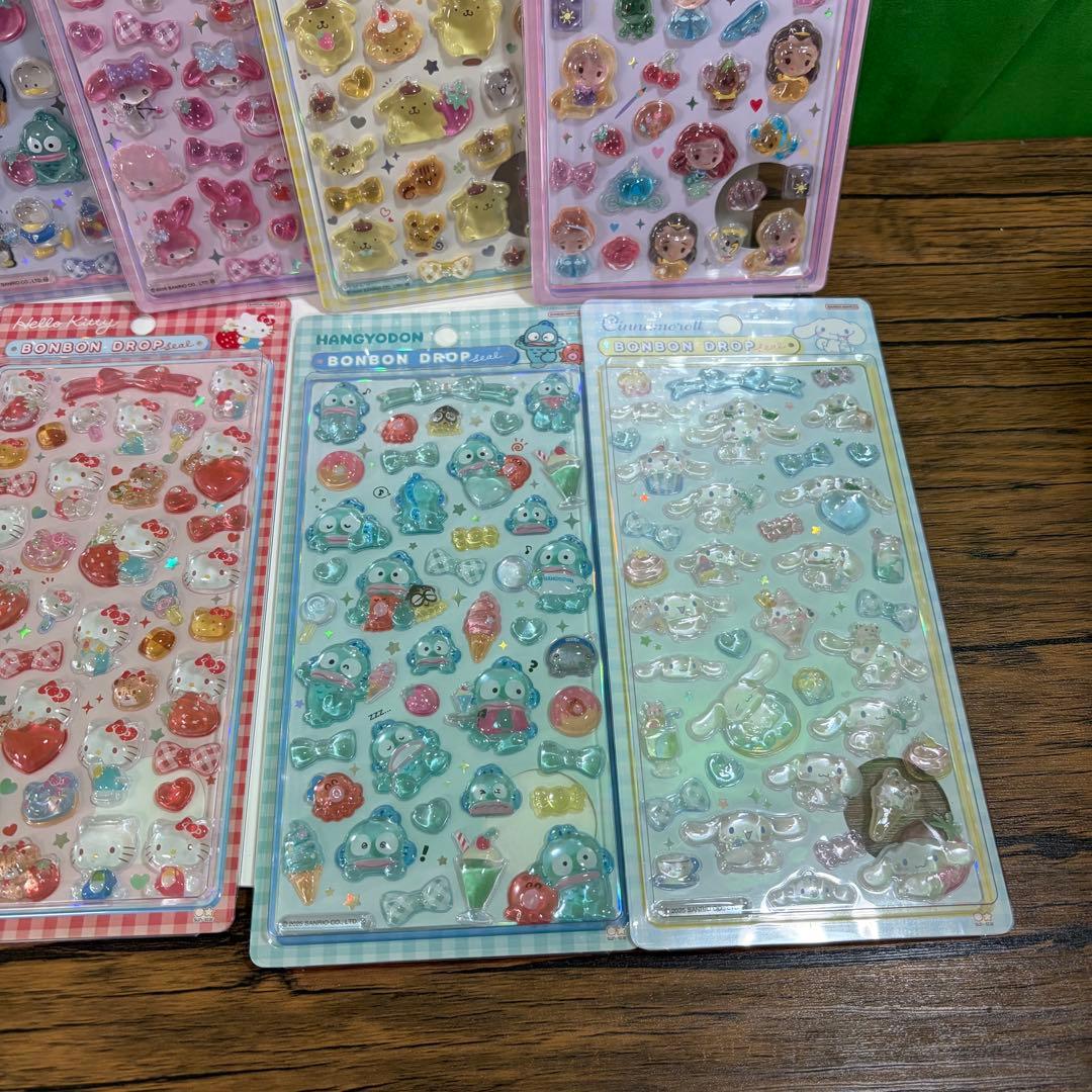 【正規品】サンリオ　ディズニープリンセス　ボンボンドロップシール 9枚セット