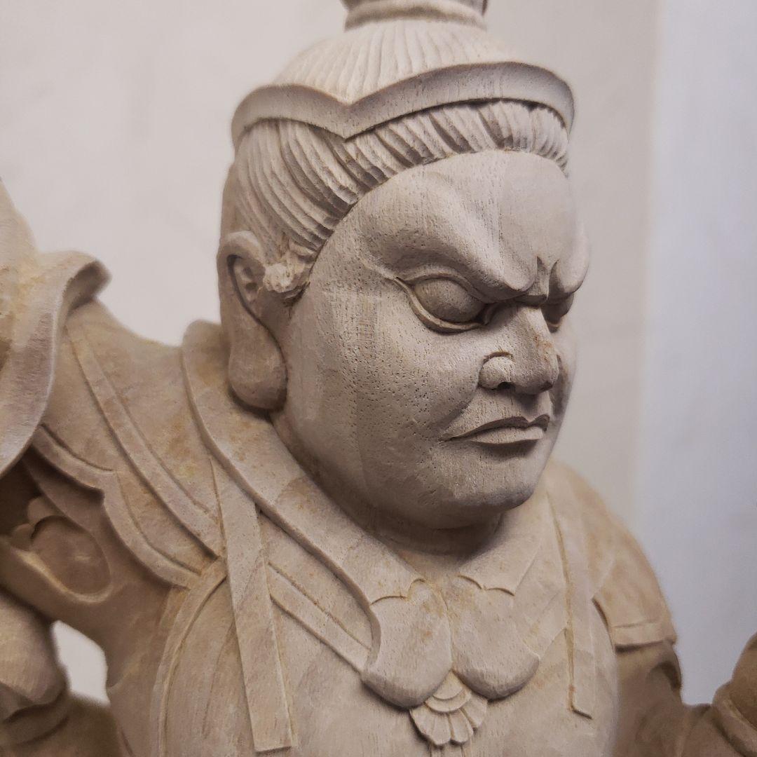 Bフライデー蔵出し特価魔除け金運上げ仏像☆楠材毘沙門天立像1尺立