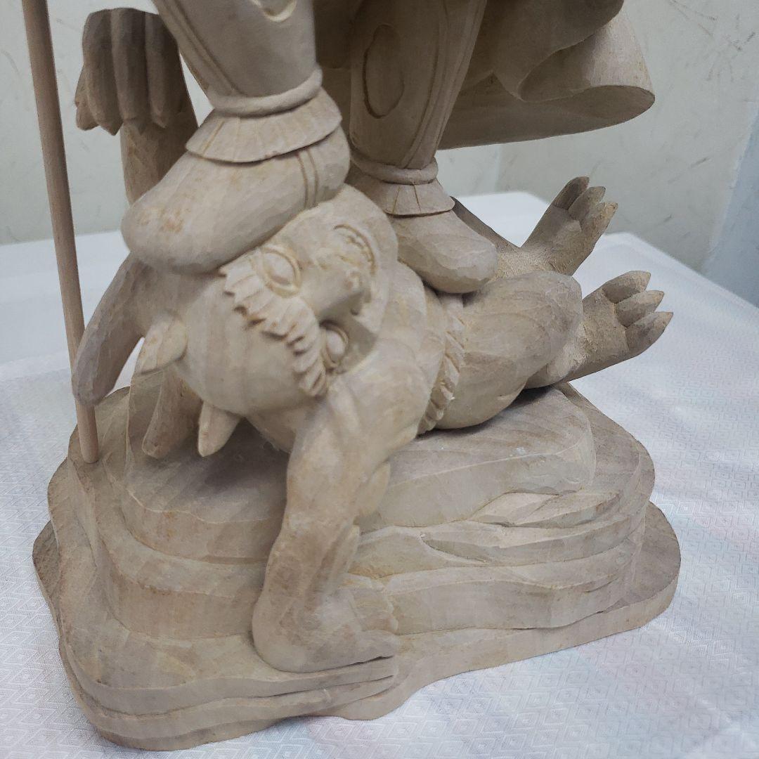 Bフライデー蔵出し特価魔除け金運上げ仏像☆楠材毘沙門天立像1尺立