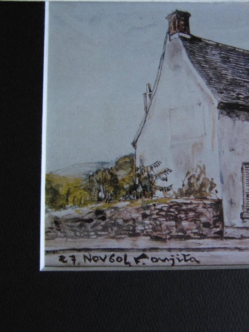 藤田嗣治、「Villiers-le-Bacle」、希少画集の額装画、人気作品