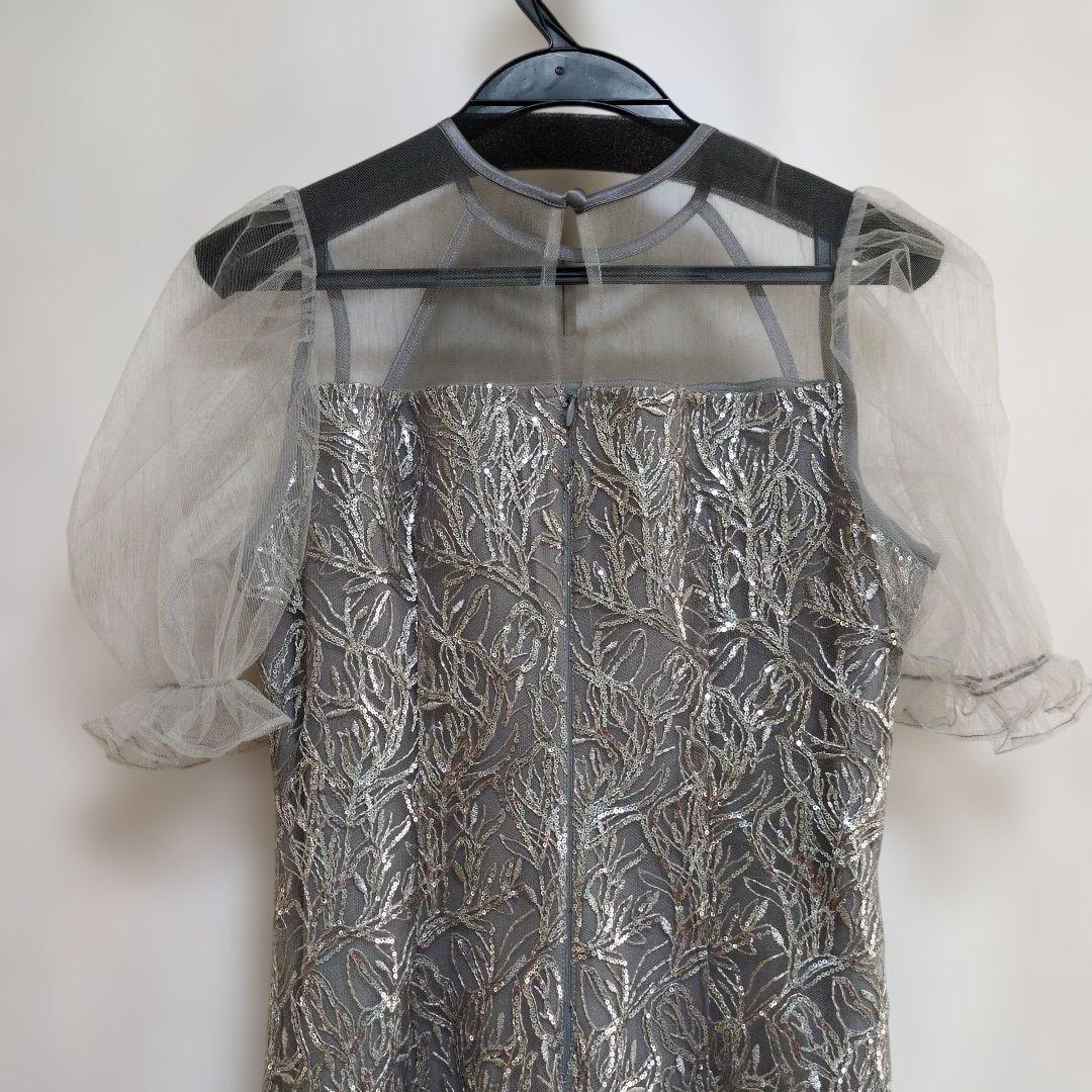 レジャ Leja チュールフラワースパンコールワンピースドレス　S　結婚式　二次