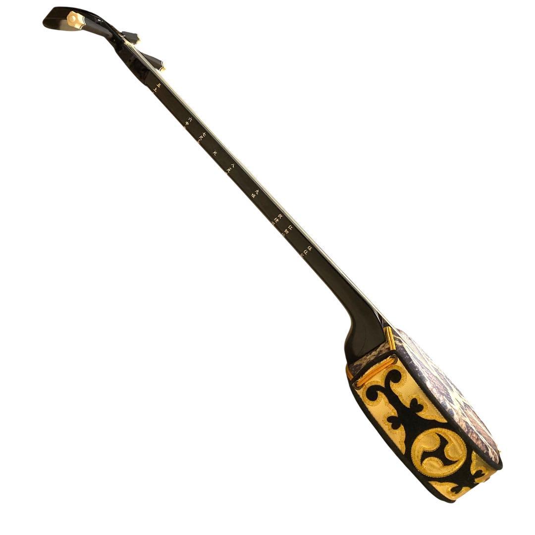 ✨付属品多数✨ 沖縄 三線 特上 人工皮革 蛇柄 ソフトケースや替弦など付属！