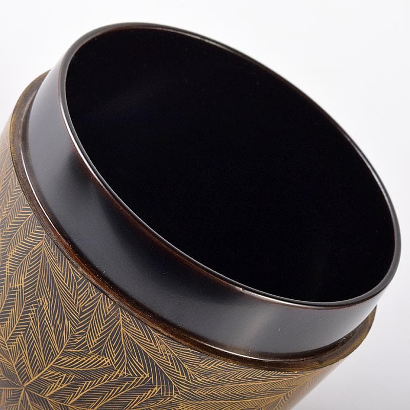 茶道具 輪島塗 峰秀堂 山崖徹郎作 沈金 しのぶ文 棗 共布共箱 V