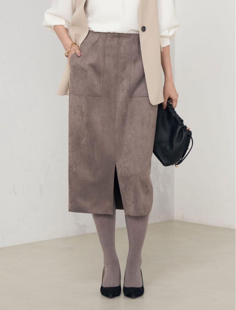 新品✴︎NOLLEY'Sウォッシャブルダンボールスエードタイトスカート34