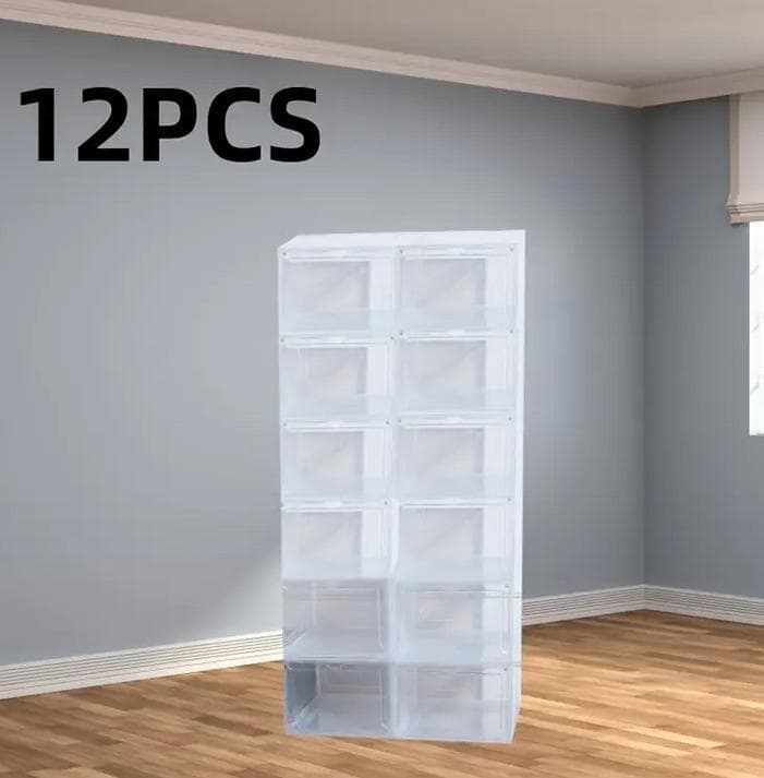 新品 スニーカーボックス 12個セット 磁石開閉扉 透明BOX｜新品