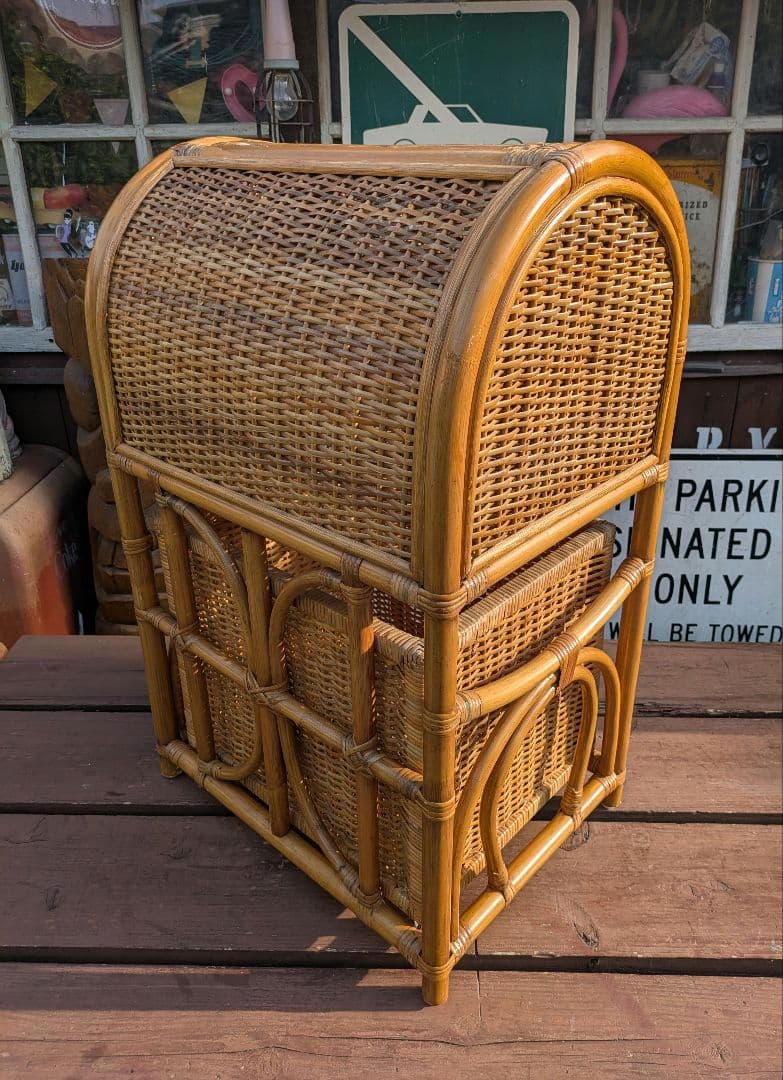 希少　飴色ラタン収納 ランドリーラック バスケット タンス　収納バスケット　カゴ