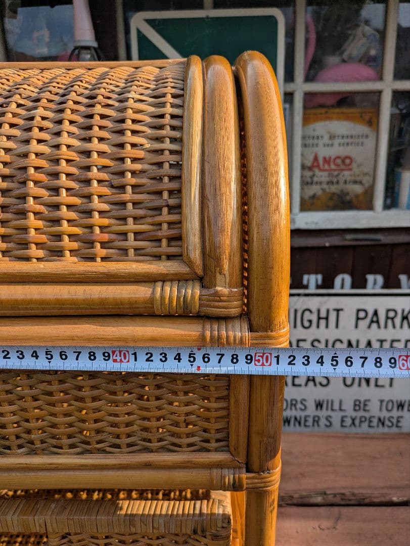 希少　飴色ラタン収納 ランドリーラック バスケット タンス　収納バスケット　カゴ