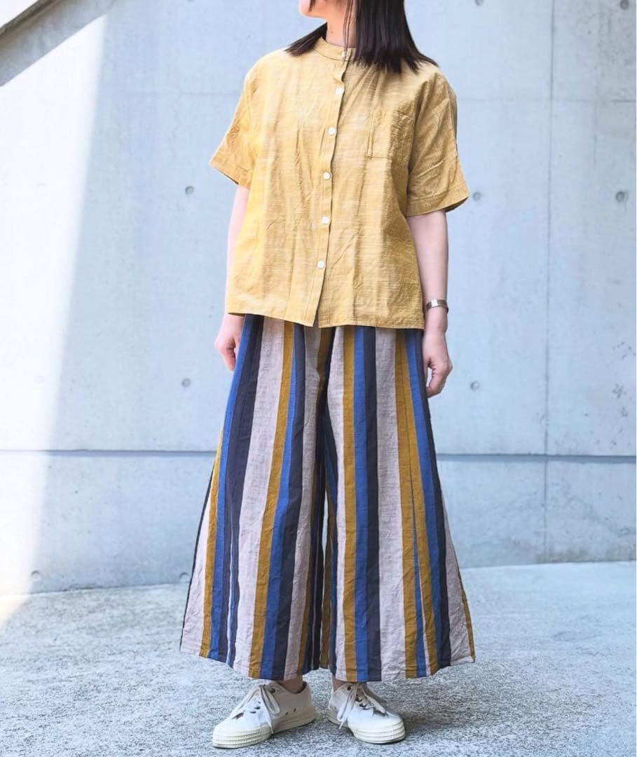 ꕤ極美品ꕤ ヤンマ産業　会津木綿キュロットパンツ　はかま丈 ①のぞみ縞
