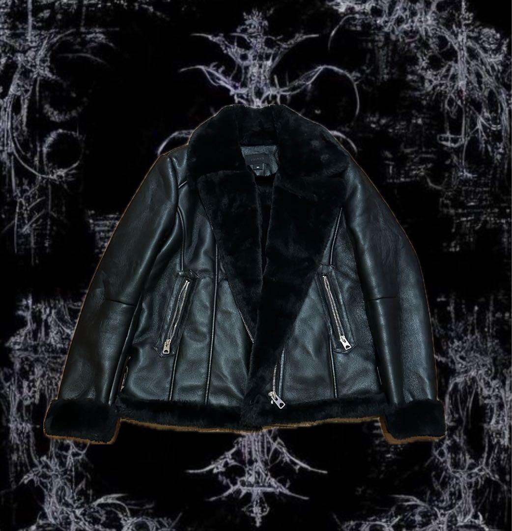 00s archive fur leather hoodie y2k punk