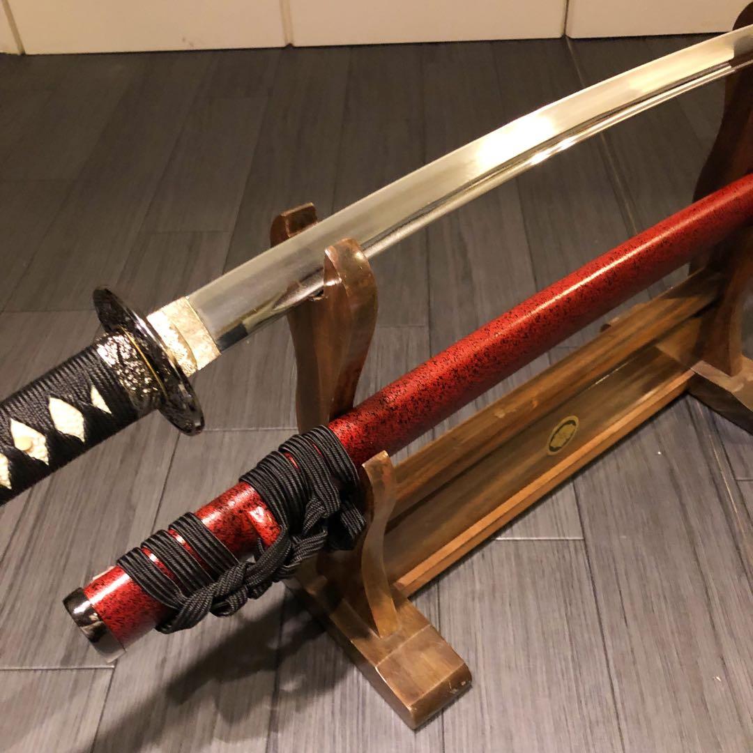 高級模造刀　居合刀　樋入刀身　朱拵え　合金刀身　 刀