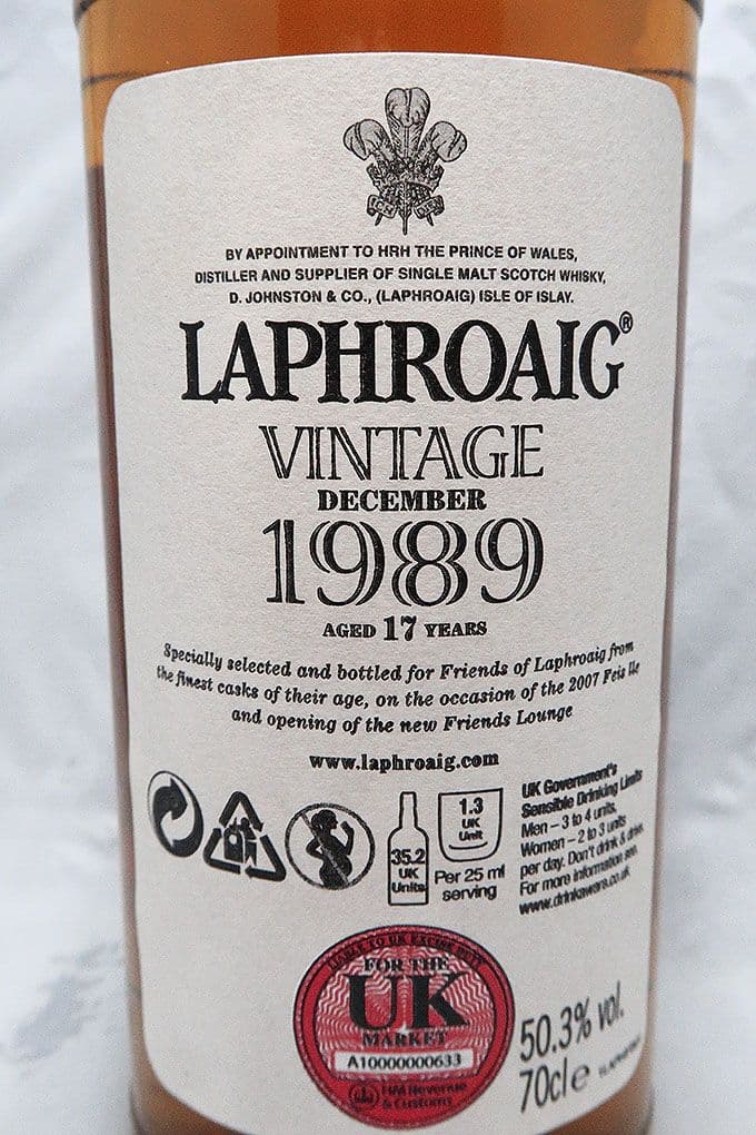 ラフロイグ1989 17年 2007年アイラフェスティバルボトリング