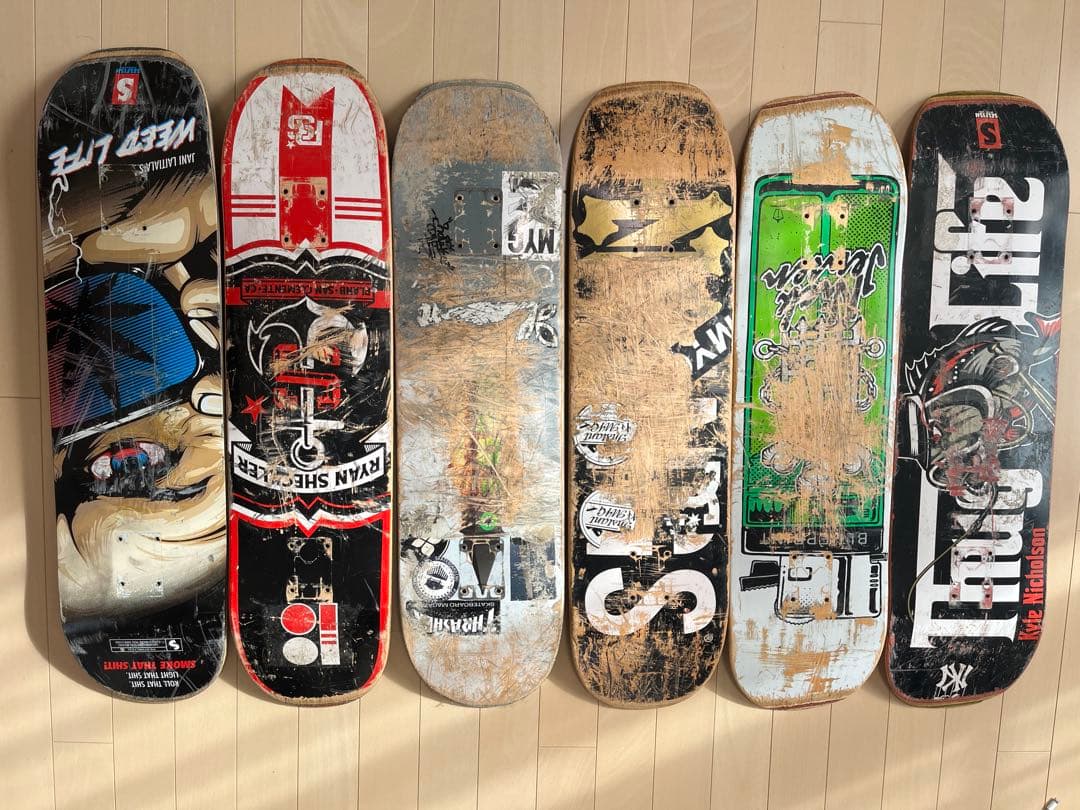 【本日限定】スケボーデッキ 板のみ 6枚セット♡車輪なし♪傷あり＊インテリア◎