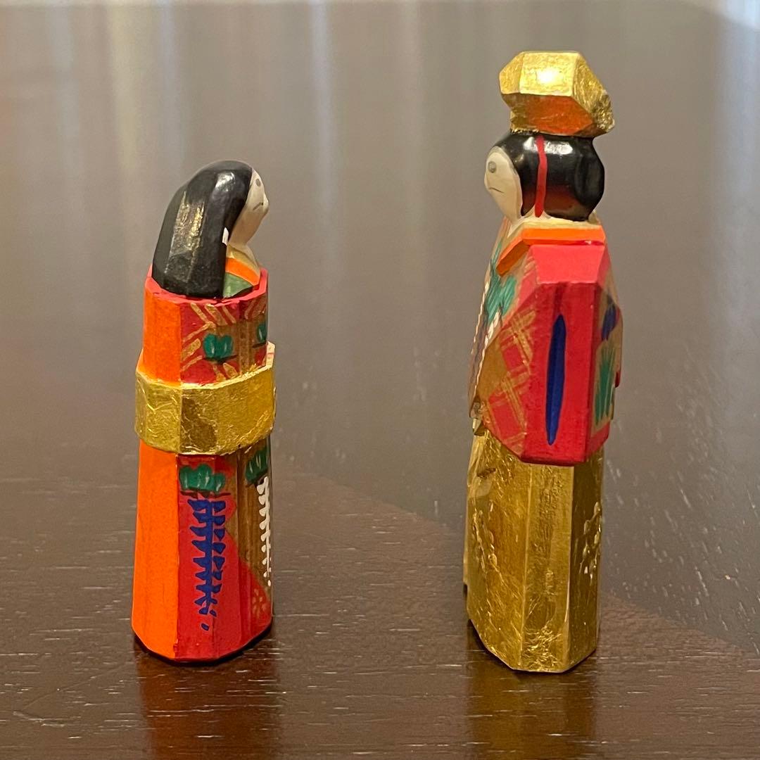 h*i様 雛人形　立雛　奈良人形　一刀彫　染川宗進　白鹿園　作家直筆の木箱付き