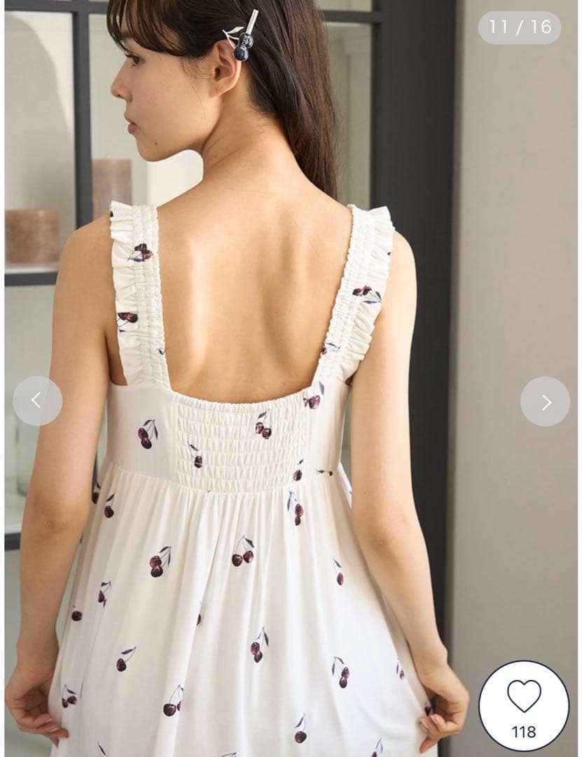 gelato pique ジェラピケ 【接触冷感】チェリー柄ワンピース ピンク