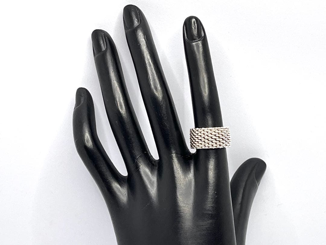 c892 オールド　ティファニー　サマセット　メッシュ　リング　925 約9号