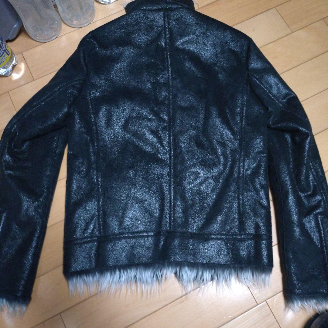 カスタムカルチャー 光沢レザー風フェイクムートンファーライダース