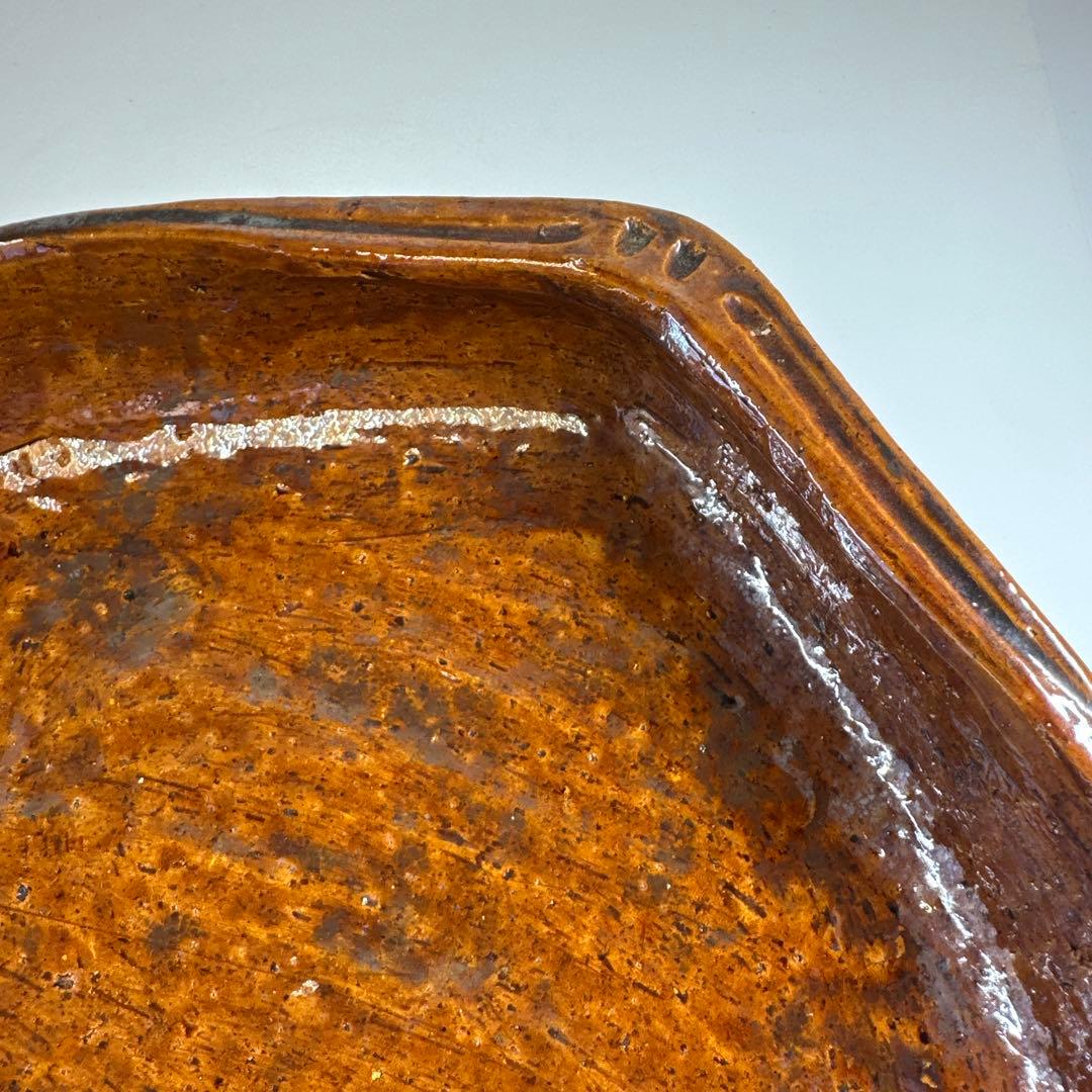 十六代　大樋長左衛門　大樋楽吉貝形大鉢　共箱　最大幅約28㎝　東Y7-0423⑤