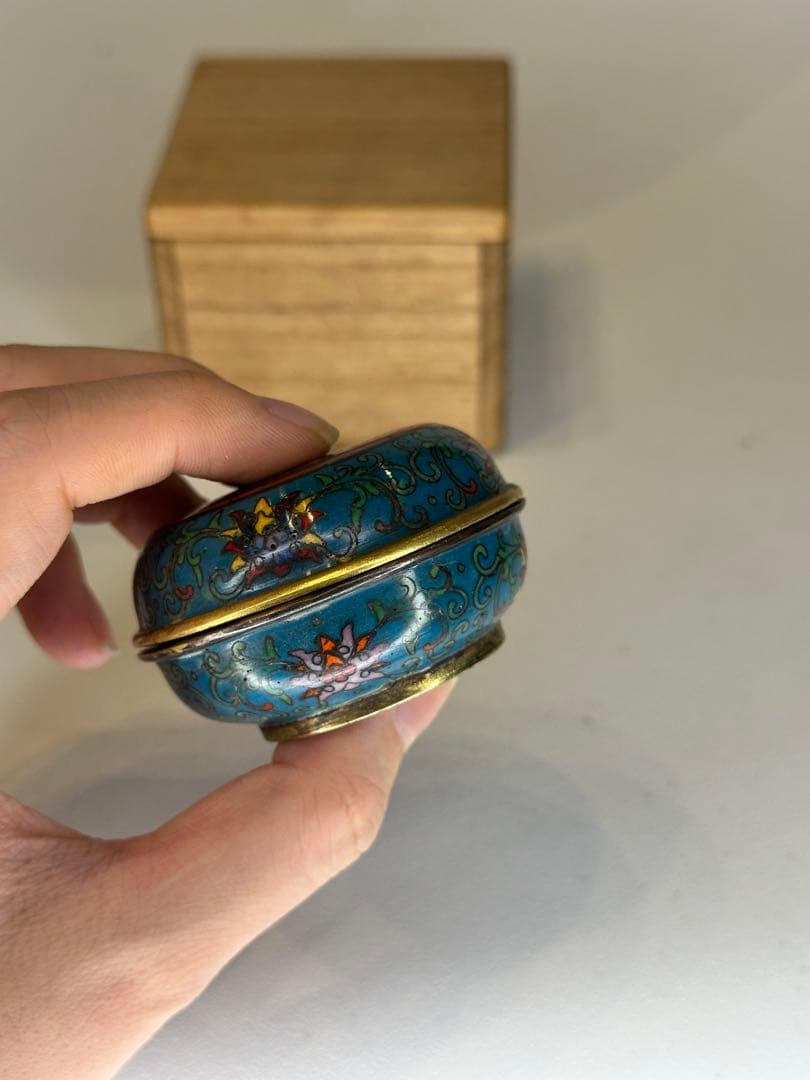 乾隆年製 香合 七宝焼 中国美術 骨董品 茶道具 共箱付