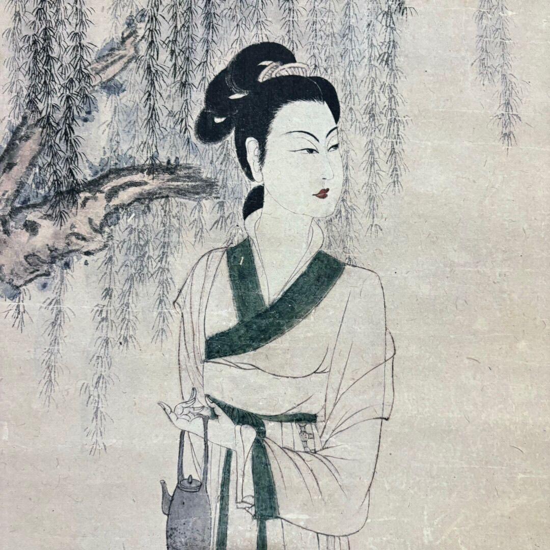 谢稚柳 人物図 掛け軸｜中堂｜中国人物画｜表装済み