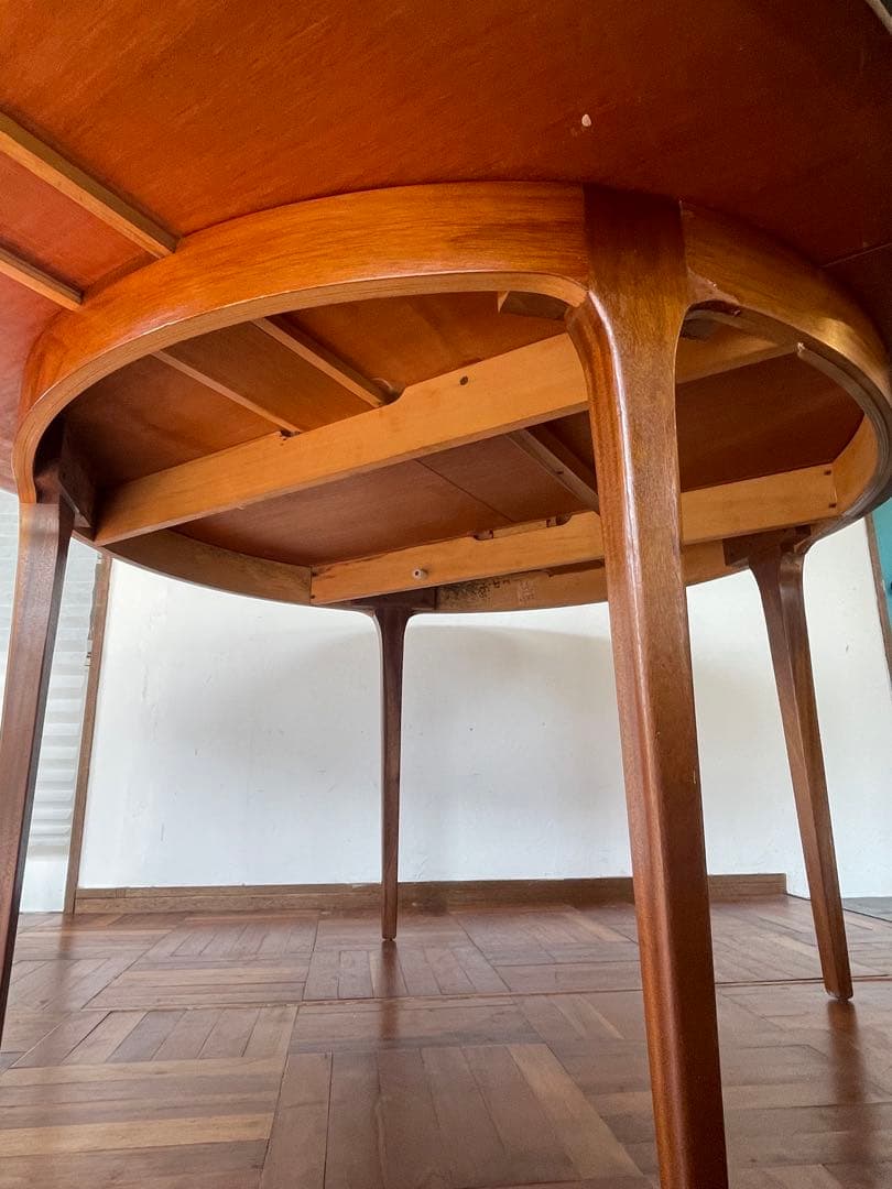 イギリス ヴィンテージ チーク ラウンド エクステンション ダイニング テーブル