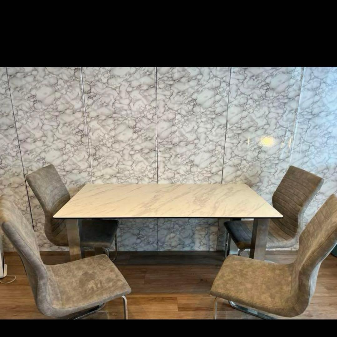 HG　 大理石調ダイニングセラミックテーブル（ホワイト）