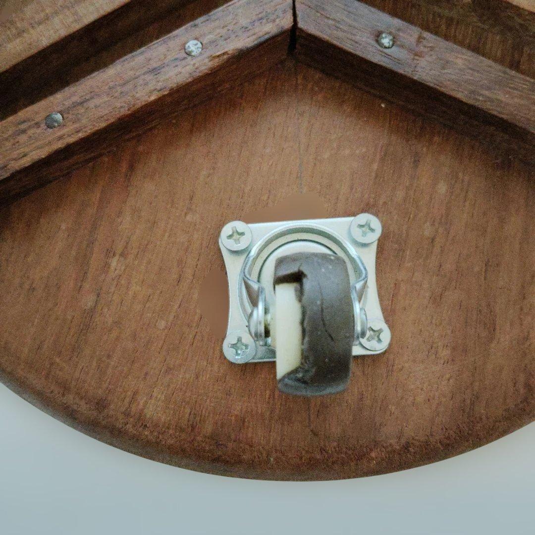 彫刻装飾木製キャスターテーブル ぞうがん細工 象嵌細工お花の台 花台