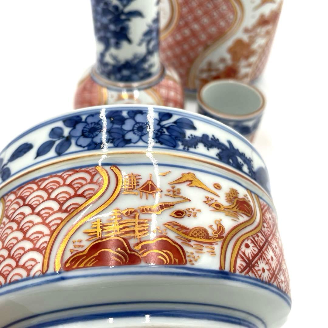 茶道具 染付 金襴手 花鳥文 平安 秀峰 台子皆具 水指 蓋置