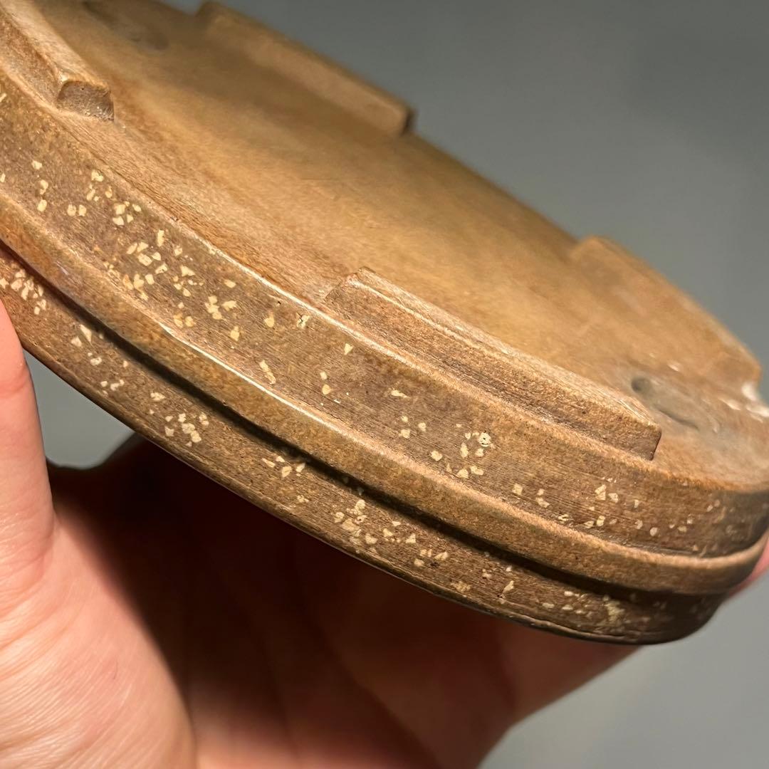 617.平安虹泉 桃花泥楕円鉢 盆栽鉢 小品盆栽 15.8*12.6*3.2cm