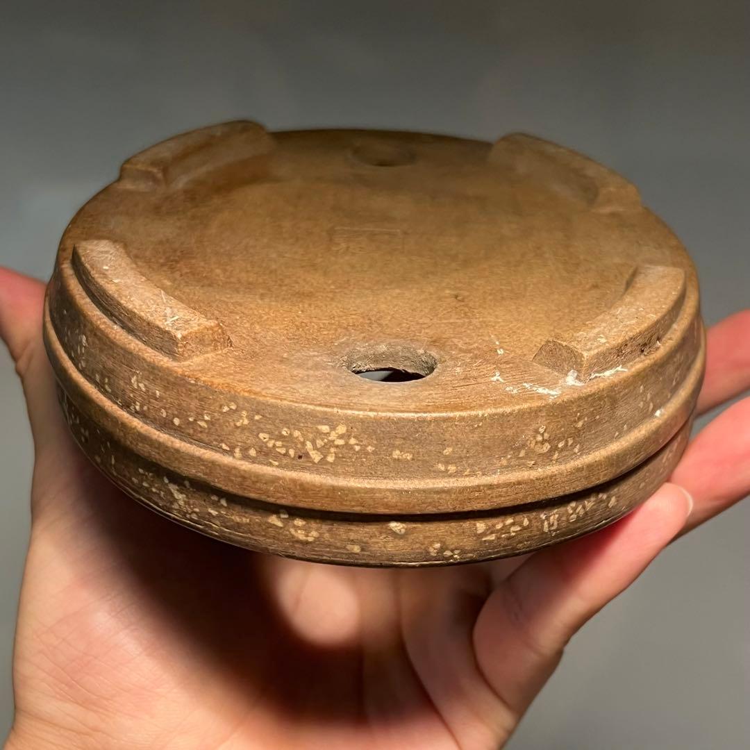 617.平安虹泉 桃花泥楕円鉢 盆栽鉢 小品盆栽 15.8*12.6*3.2cm