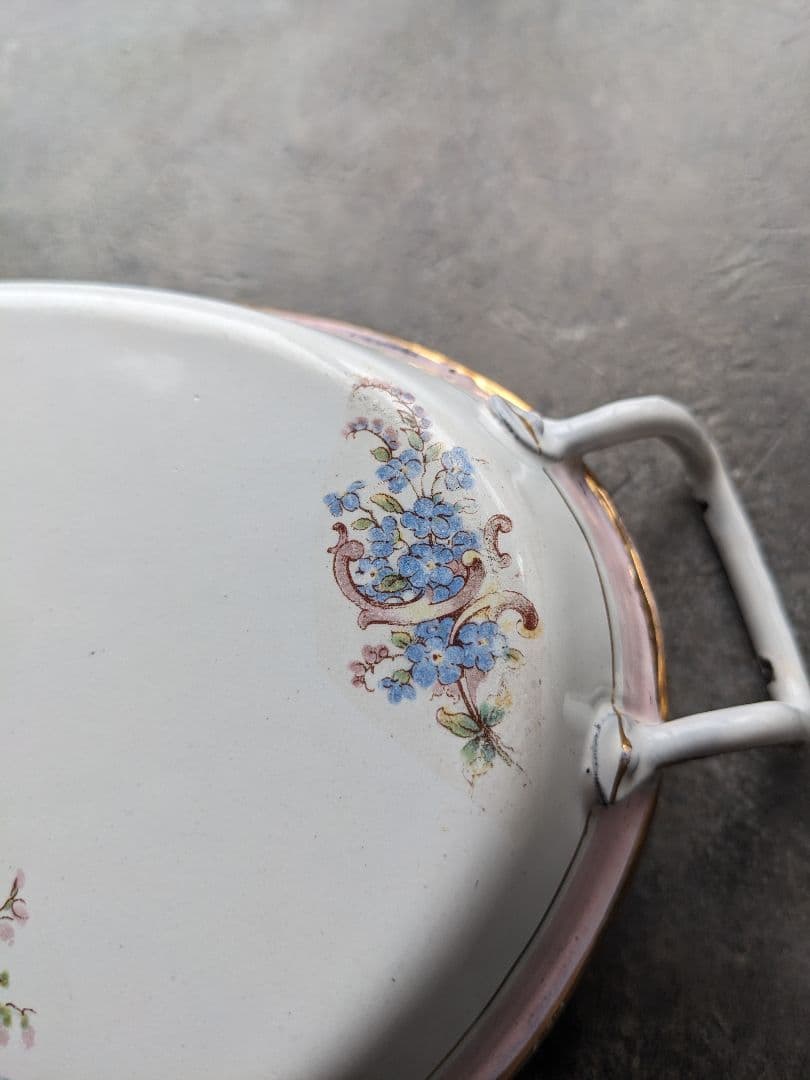 希小 JAPYフランスアンテーク ホーローパエリアパン オーバル