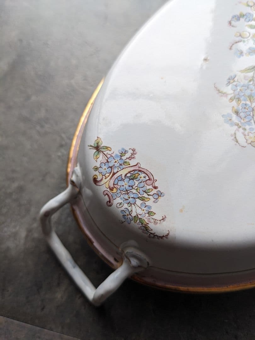 希小 JAPYフランスアンテーク ホーローパエリアパン オーバル