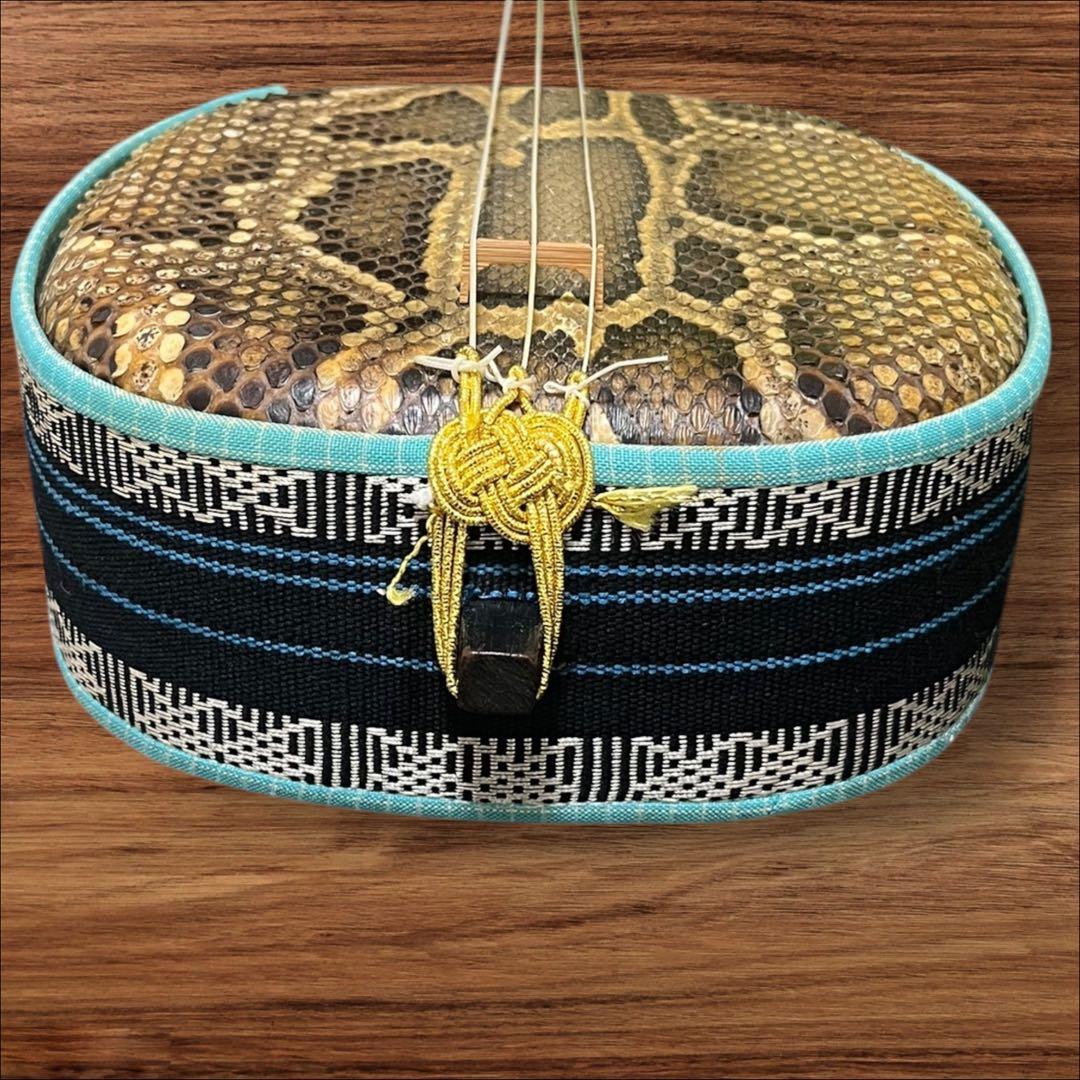 ネッシー様専用】沖縄三線 蛇本革布生地ソフトカバー＆弦3本