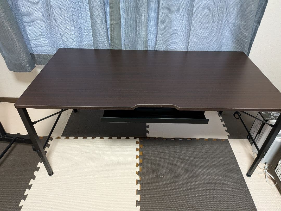 ダークブラウン パソコンデスク 引き出し付き