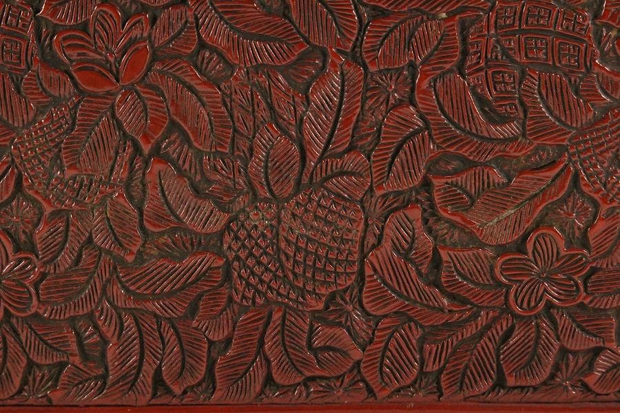 茶道具 堆朱 楼閣人物紋 茶通箱 時代物(K-XA948)